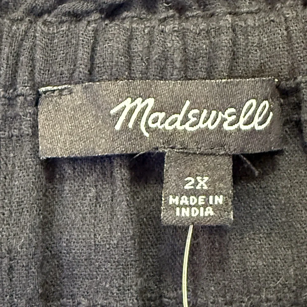 Madewell Blouse Womens Size 2X Black‎ Sophia Textured Plaid 100% Cotton Top